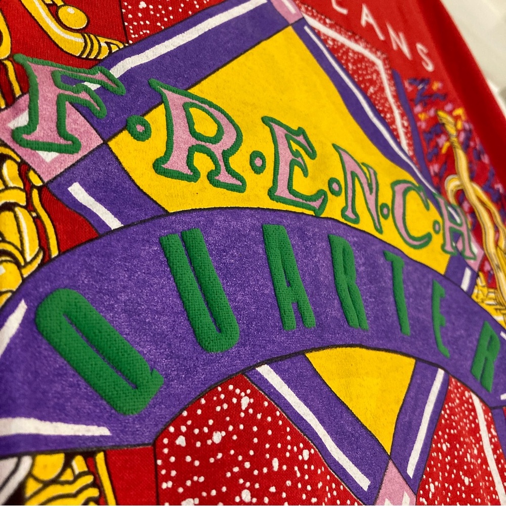 Vintage 80s Mardi Gras New Orleans French Quarter Single Stitch Stedman Tee NOS - Picture 3 of 8